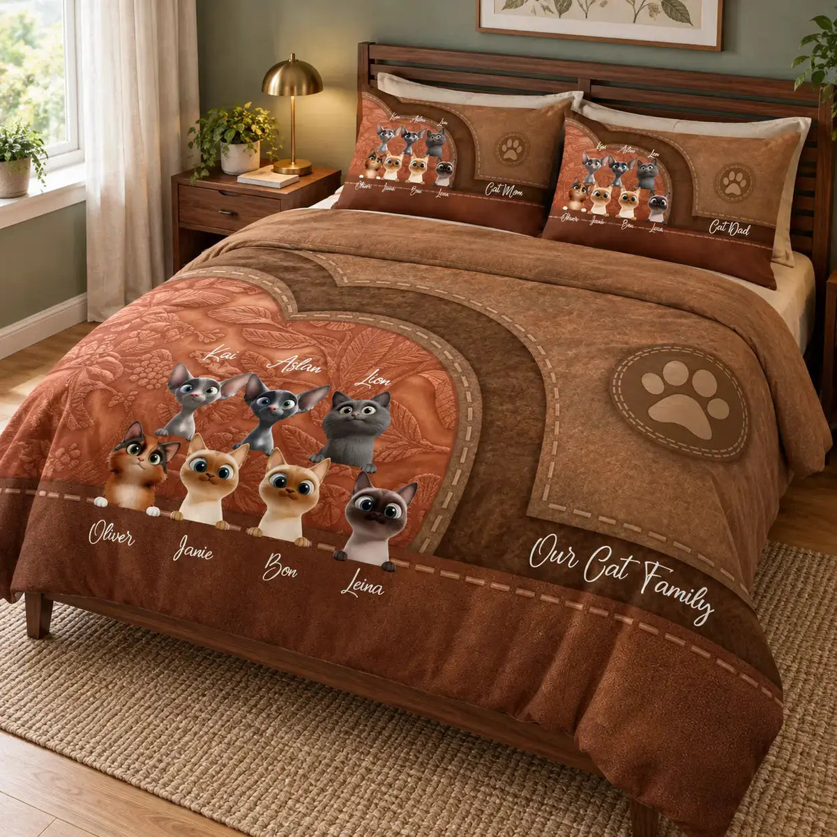 Cat Personalized Bedding Set, Personalized Gift for Cat Lovers, Cat Mom, Cat Dad Duconspace