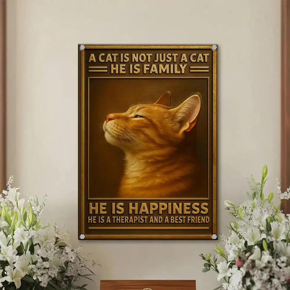 Cat Is Family Metal Sign #1 Gift for Cat Lovers Duconspace