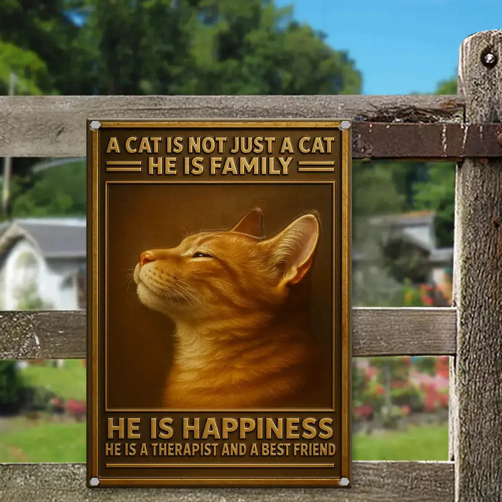 Cat Is Family Metal Sign #1 Gift for Cat Lovers Duconspace