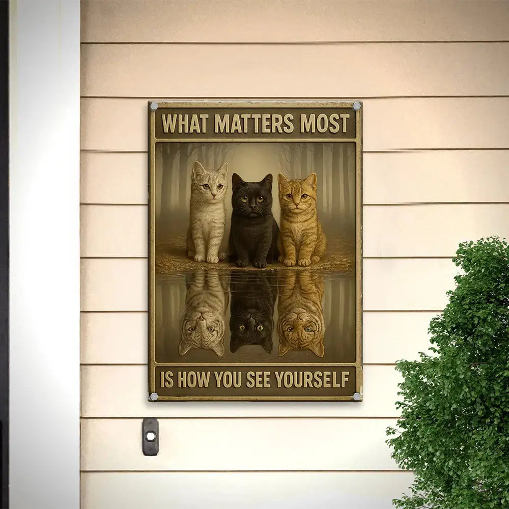 Cat Metal Sign - What Matters Most is How You See Yourself Duconspace