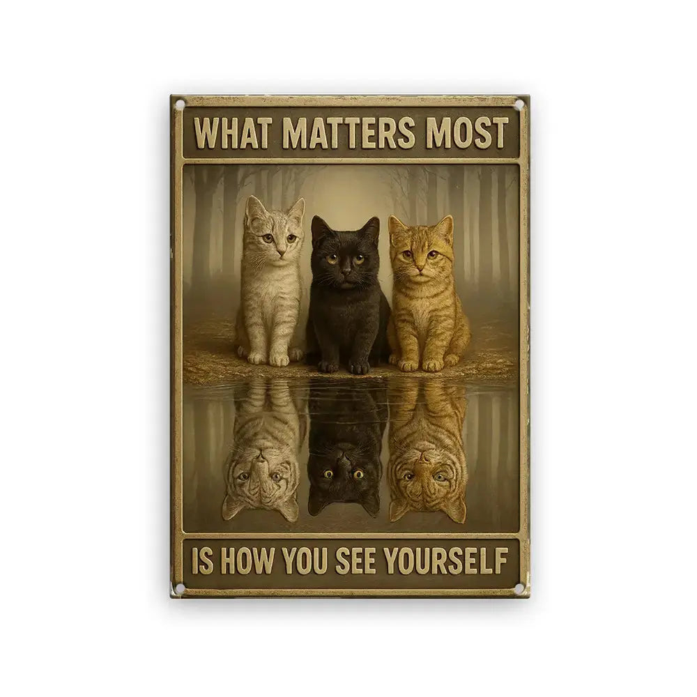Cat Metal Sign - What Matters Most is How You See Yourself Duconspace