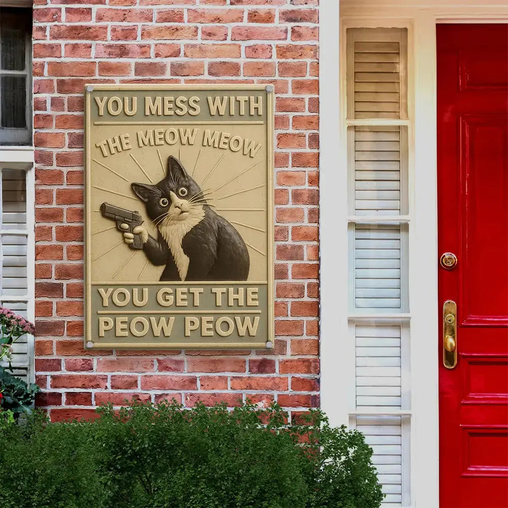 Cat Metal Sign, Fun Cat Vintage Metal Signs Duconspace