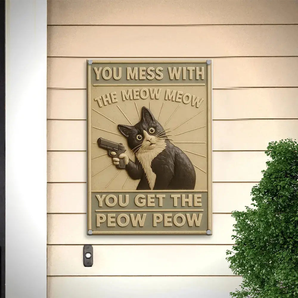 Cat Metal Sign, Fun Cat Vintage Metal Signs Duconspace