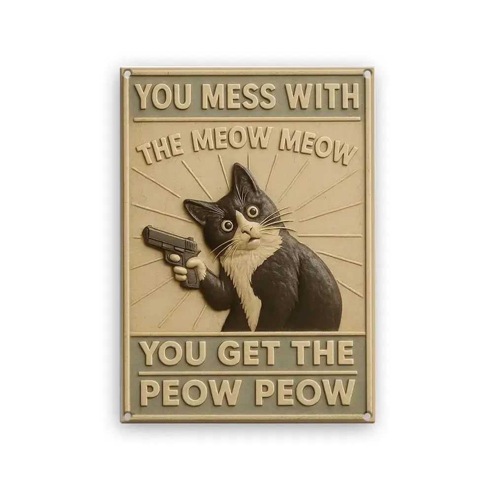 Cat Metal Sign, Fun Cat Vintage Metal Signs Duconspace