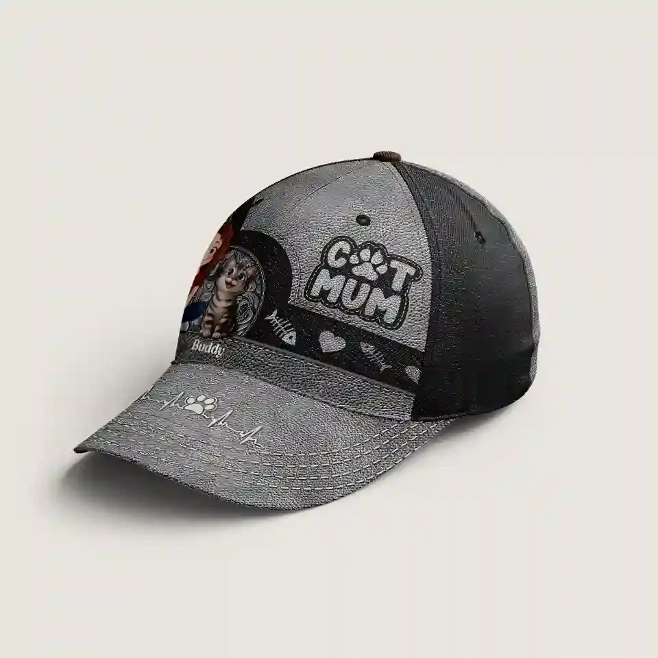 Cat Mom, My Heart Belongs to My Kitties - Cat Personalized Custom Hat, All Over Print Classic Cap – Mother’s Day Gift for Pet Owners & Cat Lovers Ducon Space