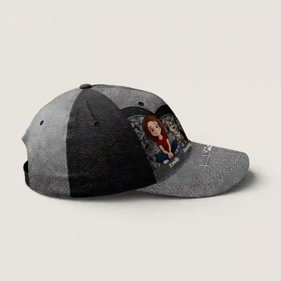 Cat Mom, My Heart Belongs to My Kitties - Cat Personalized Custom Hat, All Over Print Classic Cap – Mother’s Day Gift for Pet Owners & Cat Lovers Ducon Space