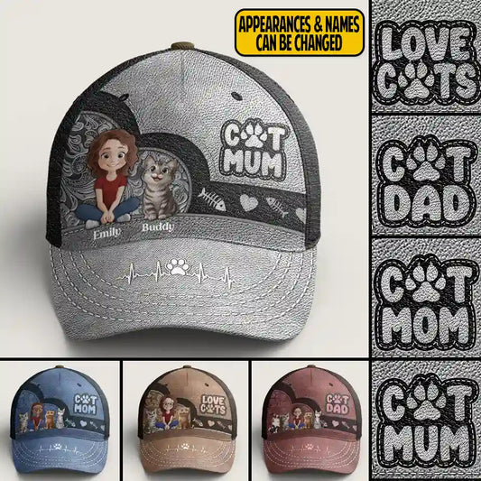 Cat Mom, My Heart Belongs to My Kitties - Cat Personalized Custom Hat, All Over Print Classic Cap – Mother’s Day Gift for Pet Owners & Cat Lovers