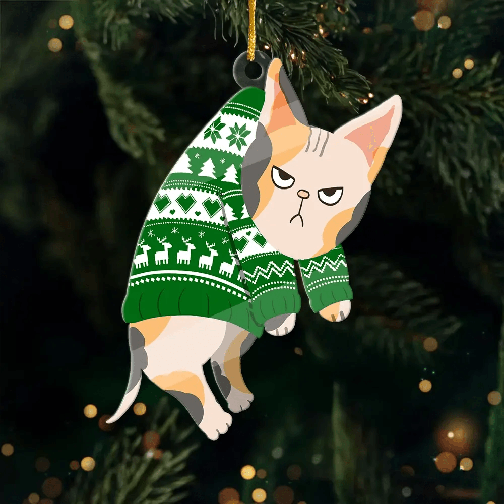 Celebrate a Purr-fect Christmas - Personalized Cat Ornament - Custom Acrylic Shape - Thoughtful Gift for Pet Lovers and Owners