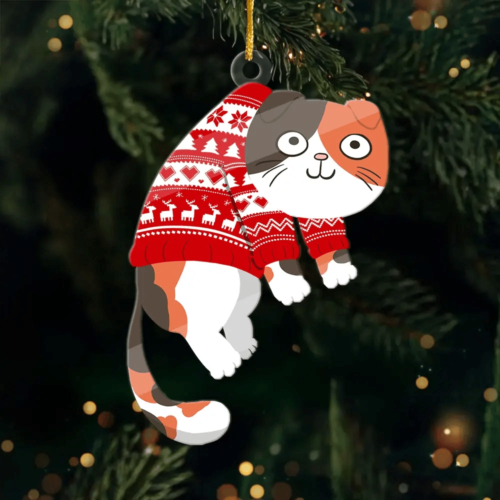 Celebrate a Purr-fect Christmas - Personalized Cat Ornament - Custom Acrylic Shape - Thoughtful Gift for Pet Lovers and Owners