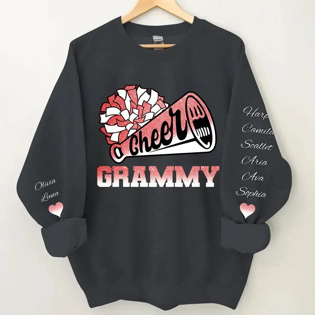 Cheer Grandma Biggest Fan - Personalised Cheerleader Sweatshirt Duconspace