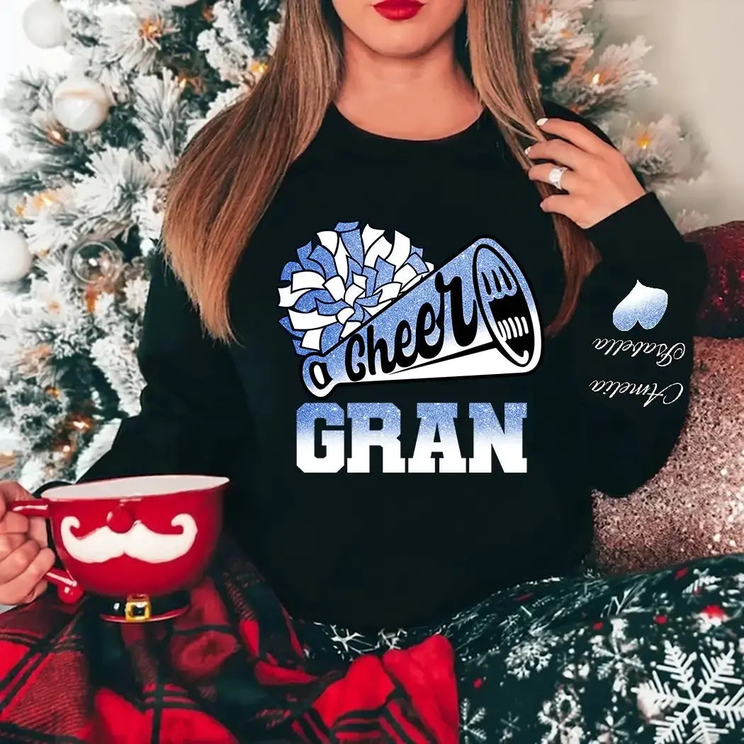 Cheer Grandma Biggest Fan - Personalised Cheerleader Sweatshirt Duconspace