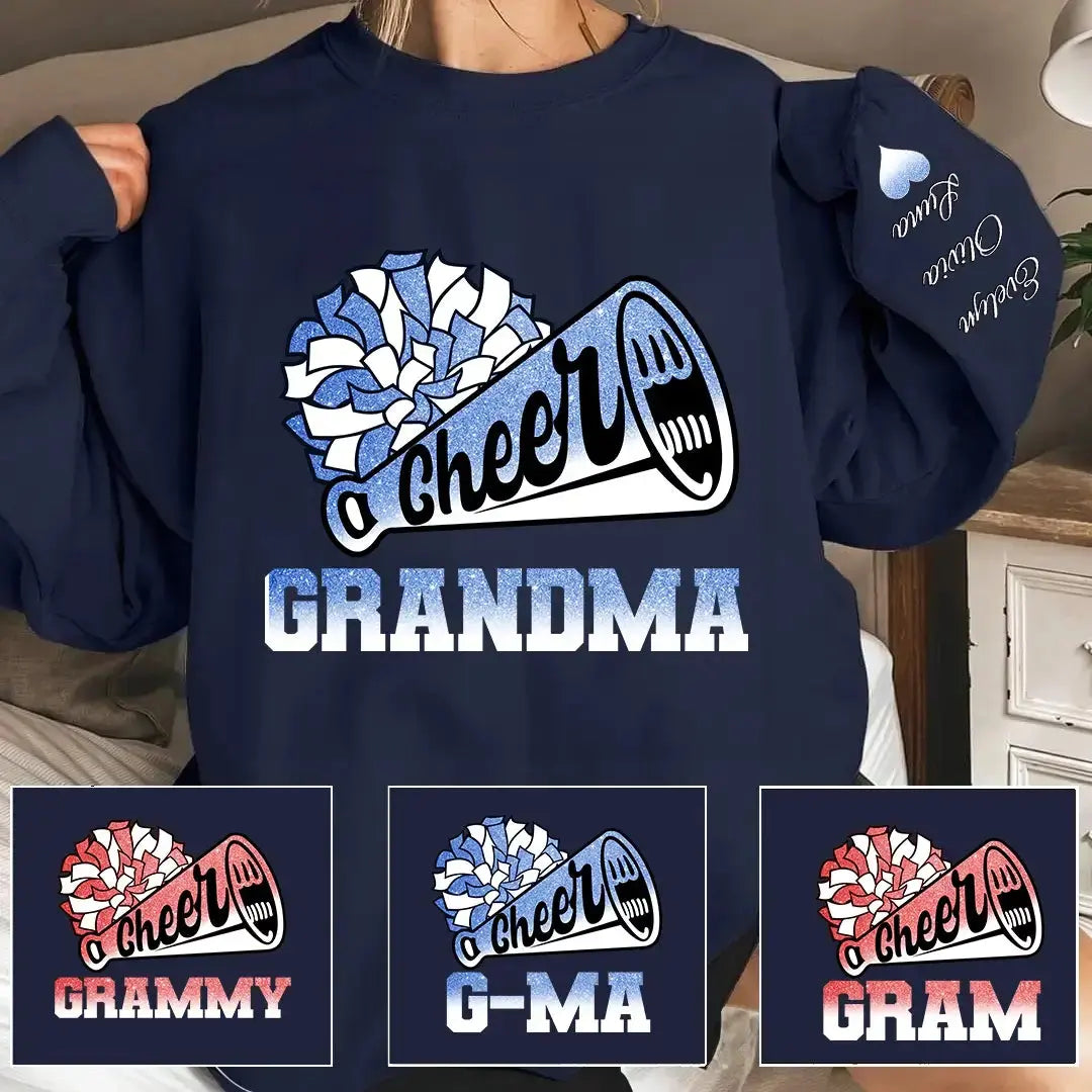 Cheer Grandma Biggest Fan - Personalised Cheerleader Sweatshirt Duconspace