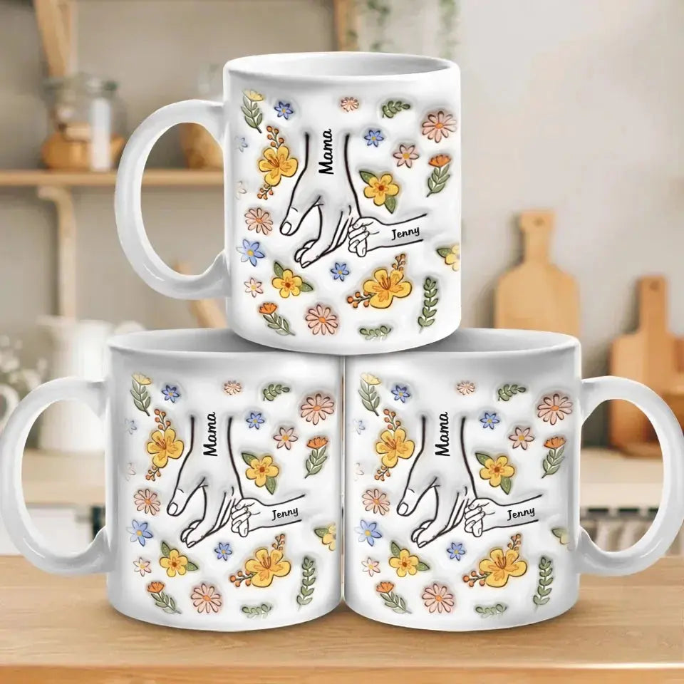 Cherished Family, One Sip at a Time - Personalized 3D Inflated Effect Mug, Custom Gift for Mom & Grandma Ducon Space