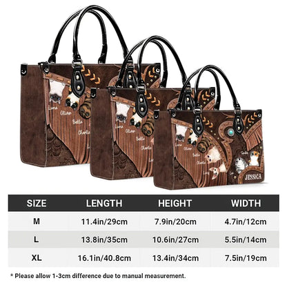 Cowgirl’s Custom Cat Leather Handbag – Personalized Cat Names & Art – Western Style Mother’s Day Gift for Cat Moms