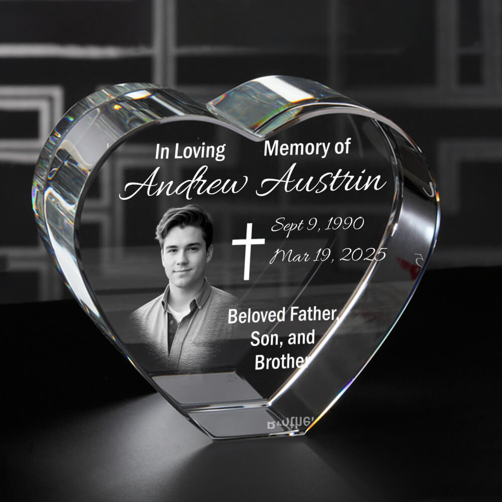 Crystal 3D Photo – Custom Laser Engraving [Memorial Gift]