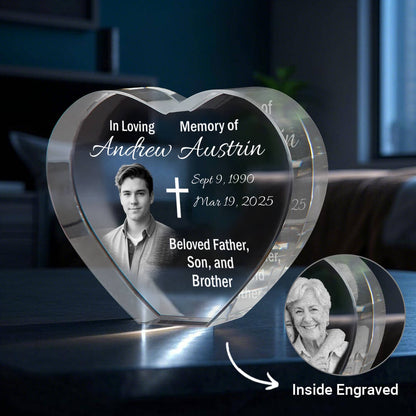 Crystal 3D Photo – Custom Laser Engraving [Memorial Gift]
