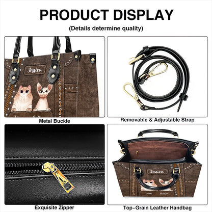 Custom Cat Handbag for Cat Moms – Western Leather Style Purse with Personalized Pet Names – Perfect Mother’s Day Gift
