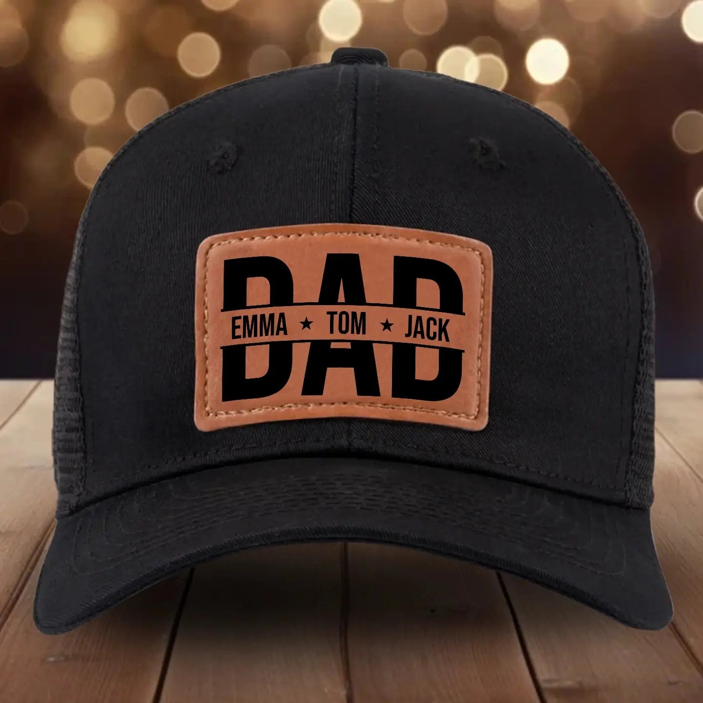 Custom Dad Hat with Leather Patch – Personalized with Kid’s Name – Gift for Father’s Day Printbelle