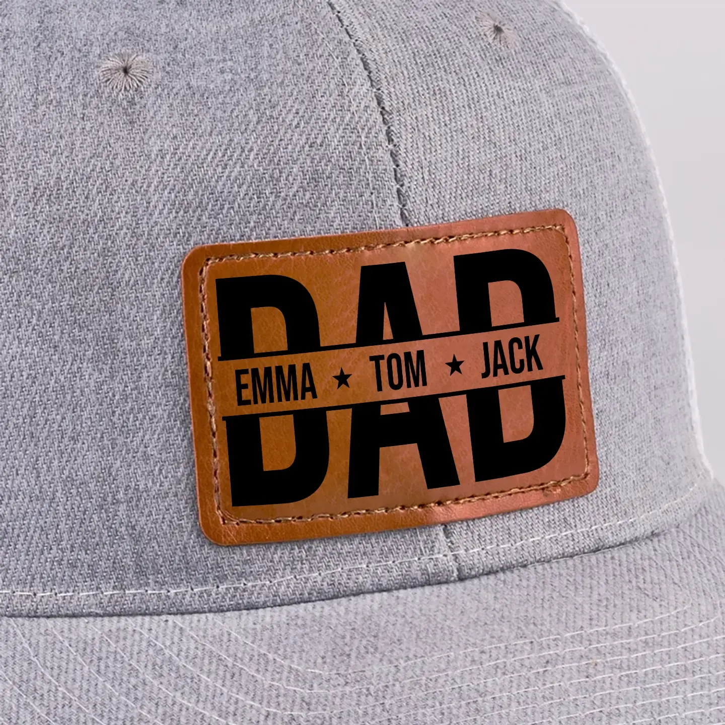 Custom Dad Hat with Leather Patch – Personalized with Kid’s Name – Gift for Father’s Day Printbelle