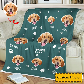 Custom Dog Blanket - Personalized Pet Photo Blanket With Dog Face Duconspace