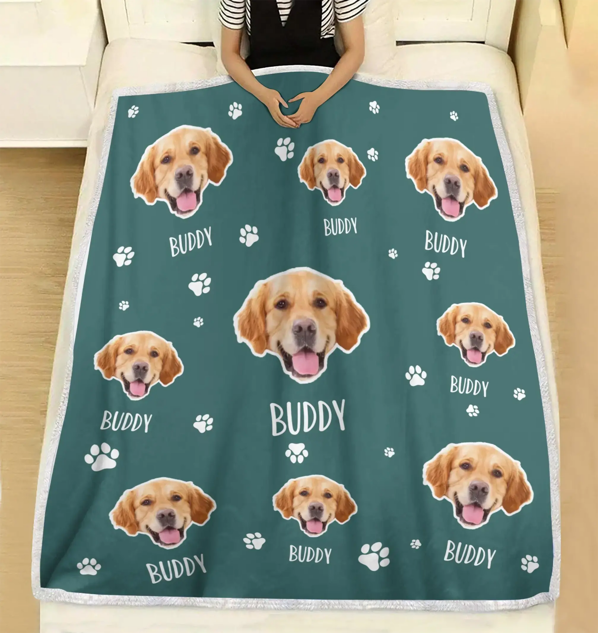 Custom Dog Blanket - Personalized Pet Photo Blanket With Dog Face Duconspace