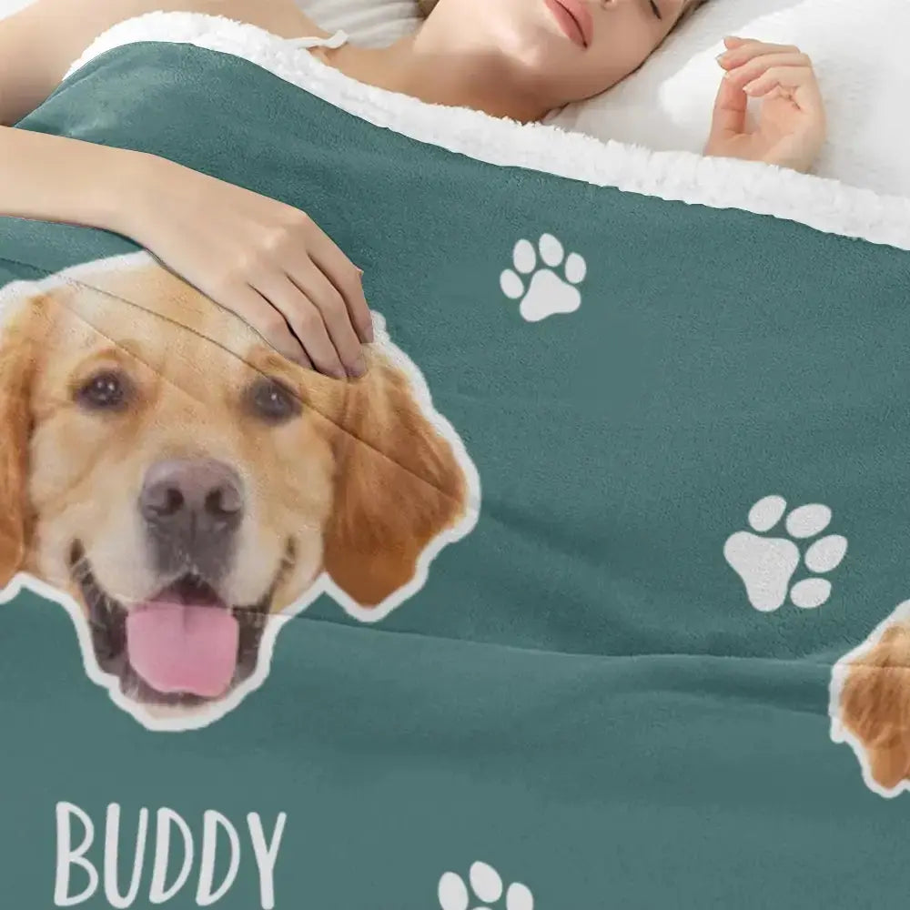 Custom Dog Blanket - Personalized Pet Photo Blanket With Dog Face Duconspace