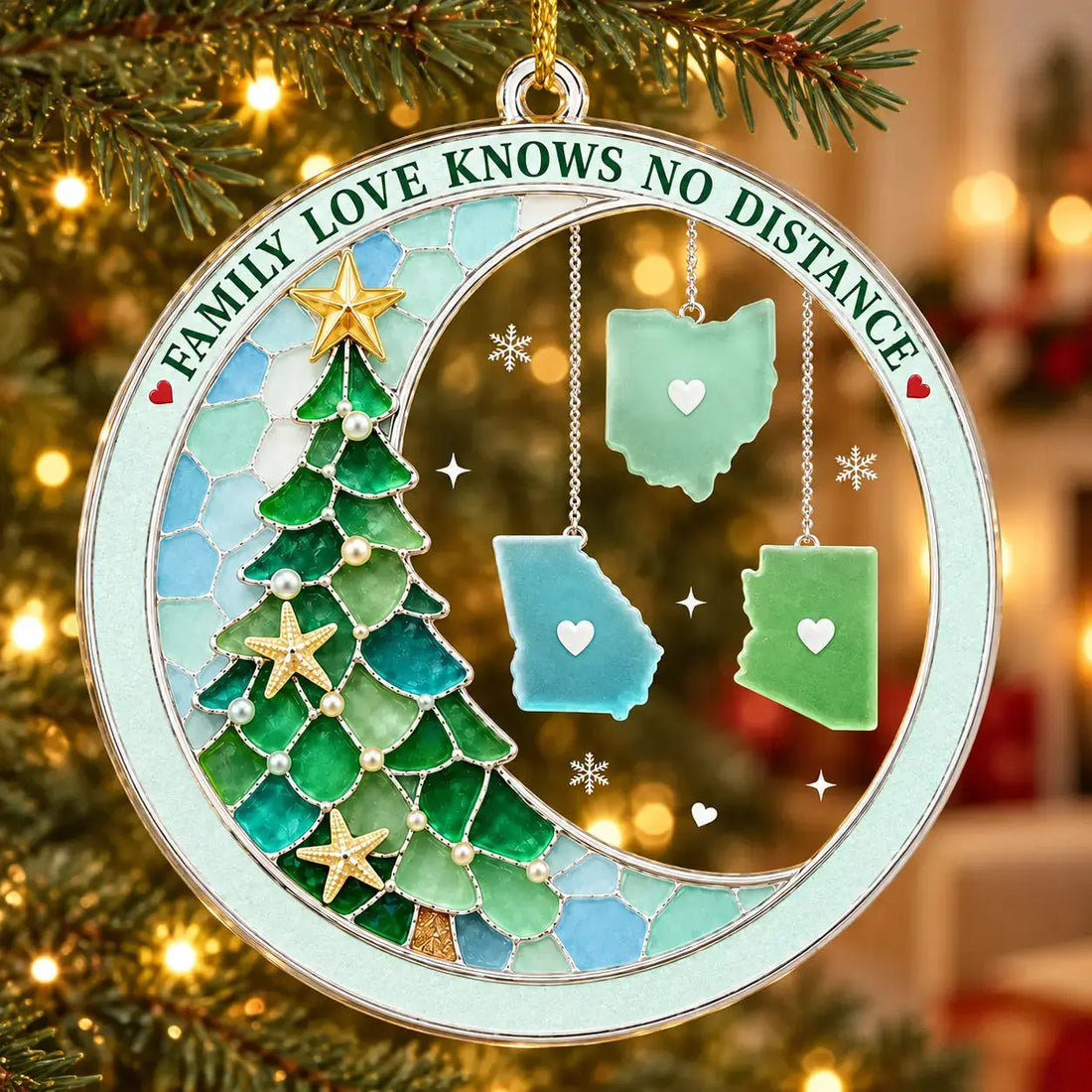 Custom Long Distance Family Acrylic Ornament Duconspace