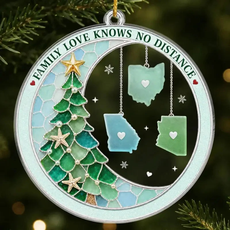 Custom Long Distance Family Acrylic Ornament Duconspace
