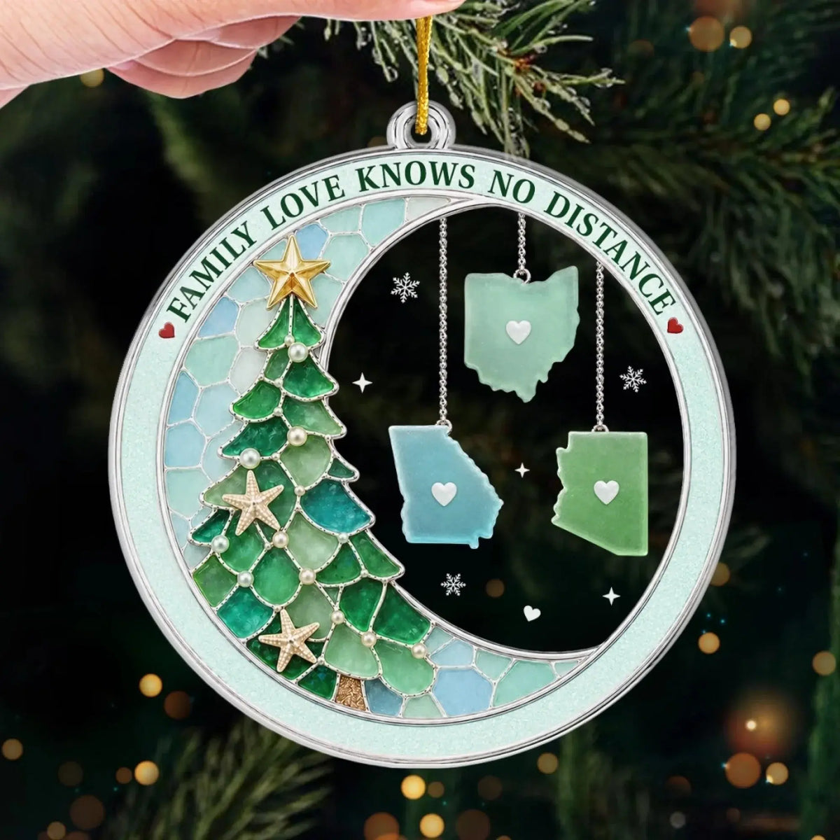 Custom Long Distance Family Acrylic Ornament Duconspace