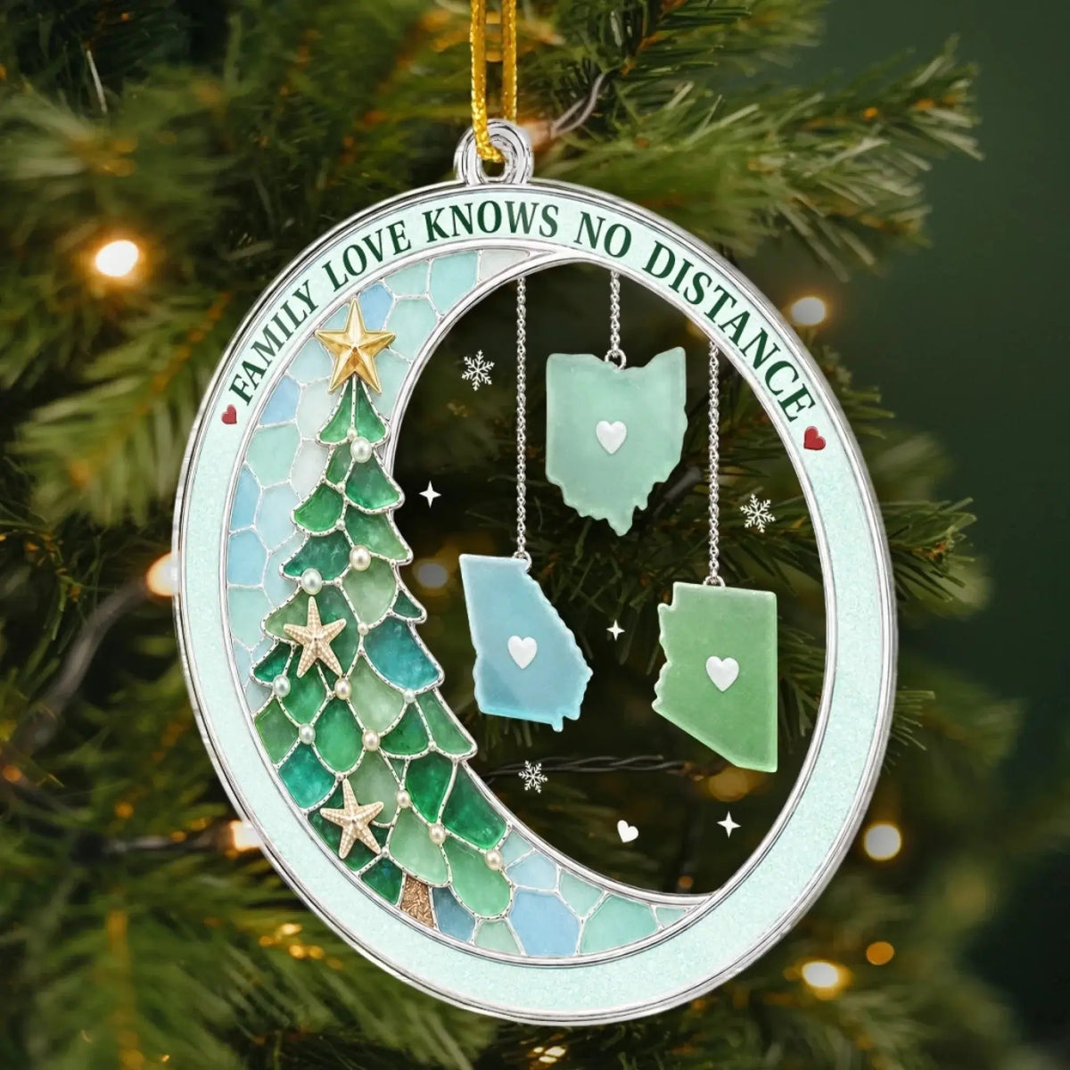 Custom Long Distance Family Acrylic Ornament Duconspace