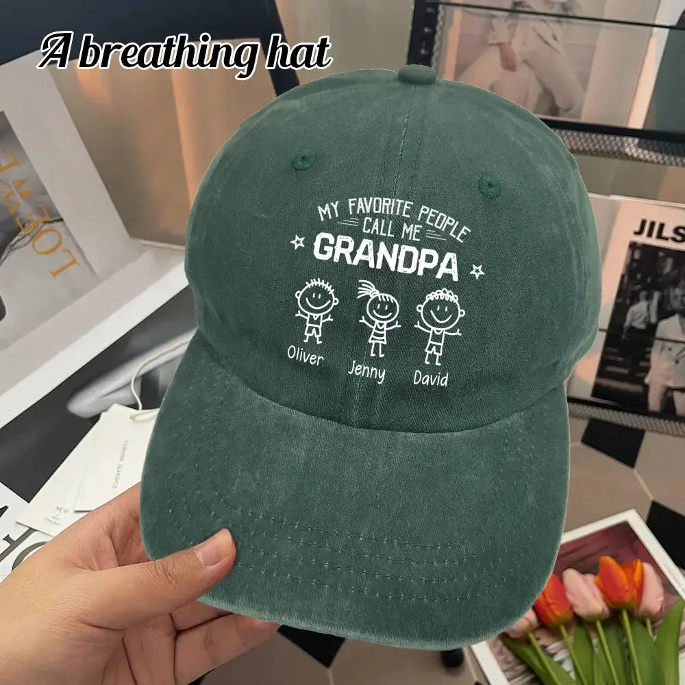 Custom My Favorite Call Me Denim Cap - Personalized Gift for Grandpa Duconspace