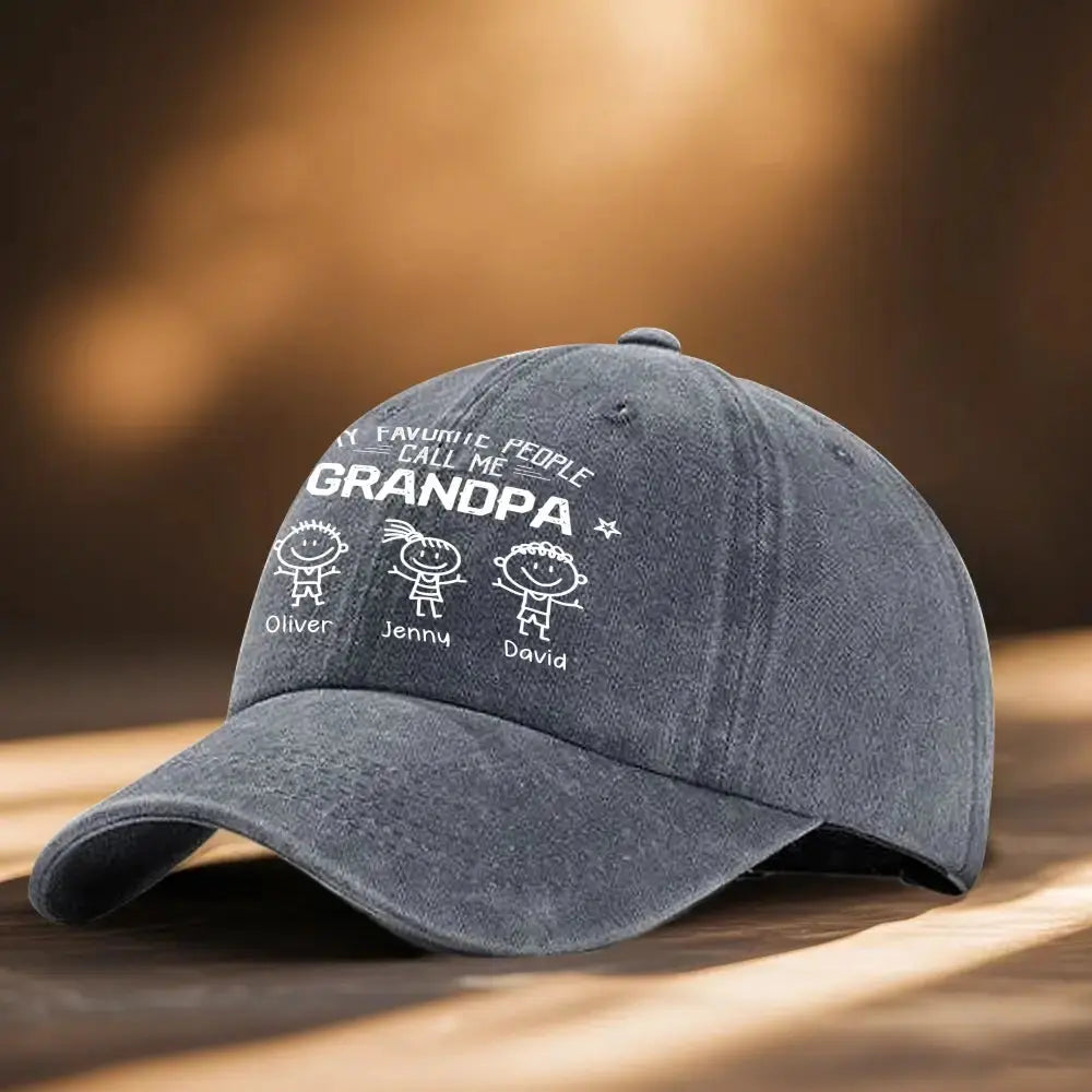 Custom My Favorite Call Me Denim Cap - Personalized Gift for Grandpa Duconspace