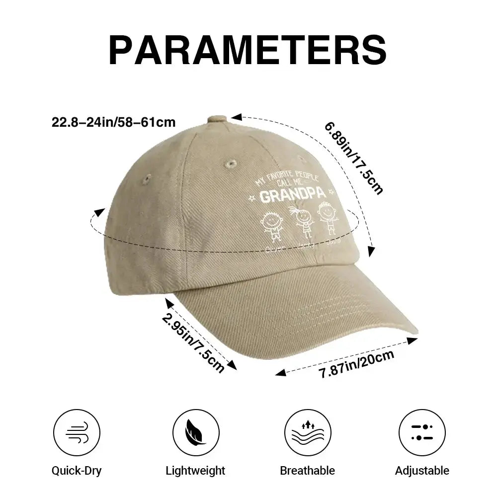 Custom My Favorite Call Me Denim Cap - Personalized Gift for Grandpa Duconspace