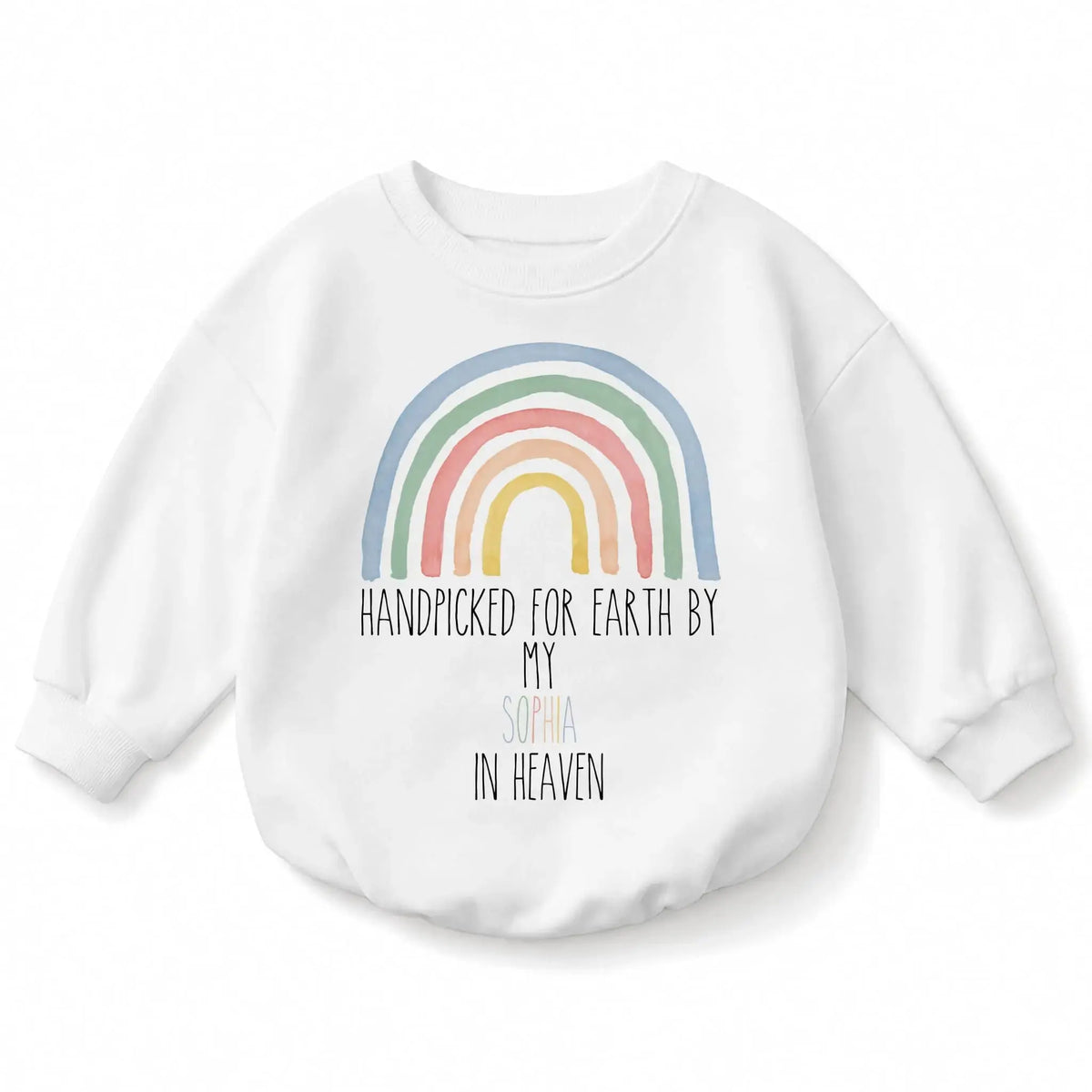 Custom Name Rainbow Graphic Baby Romper Sweatshirt Duconspace