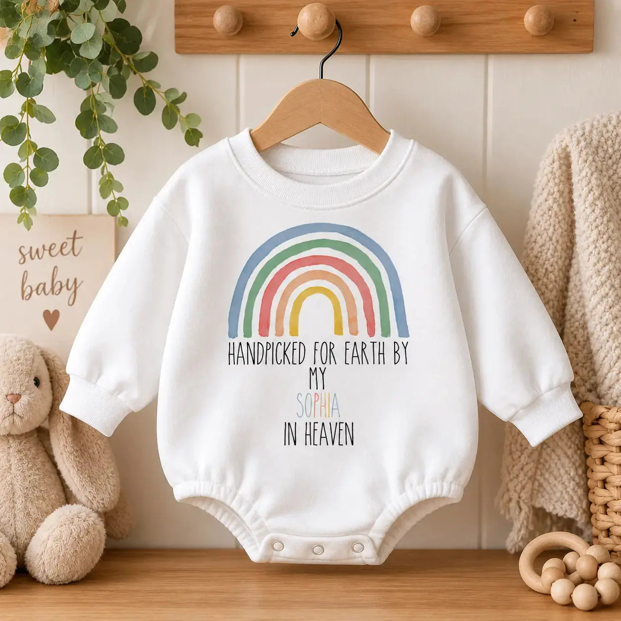Custom Name Rainbow Graphic Baby Romper Sweatshirt Duconspace