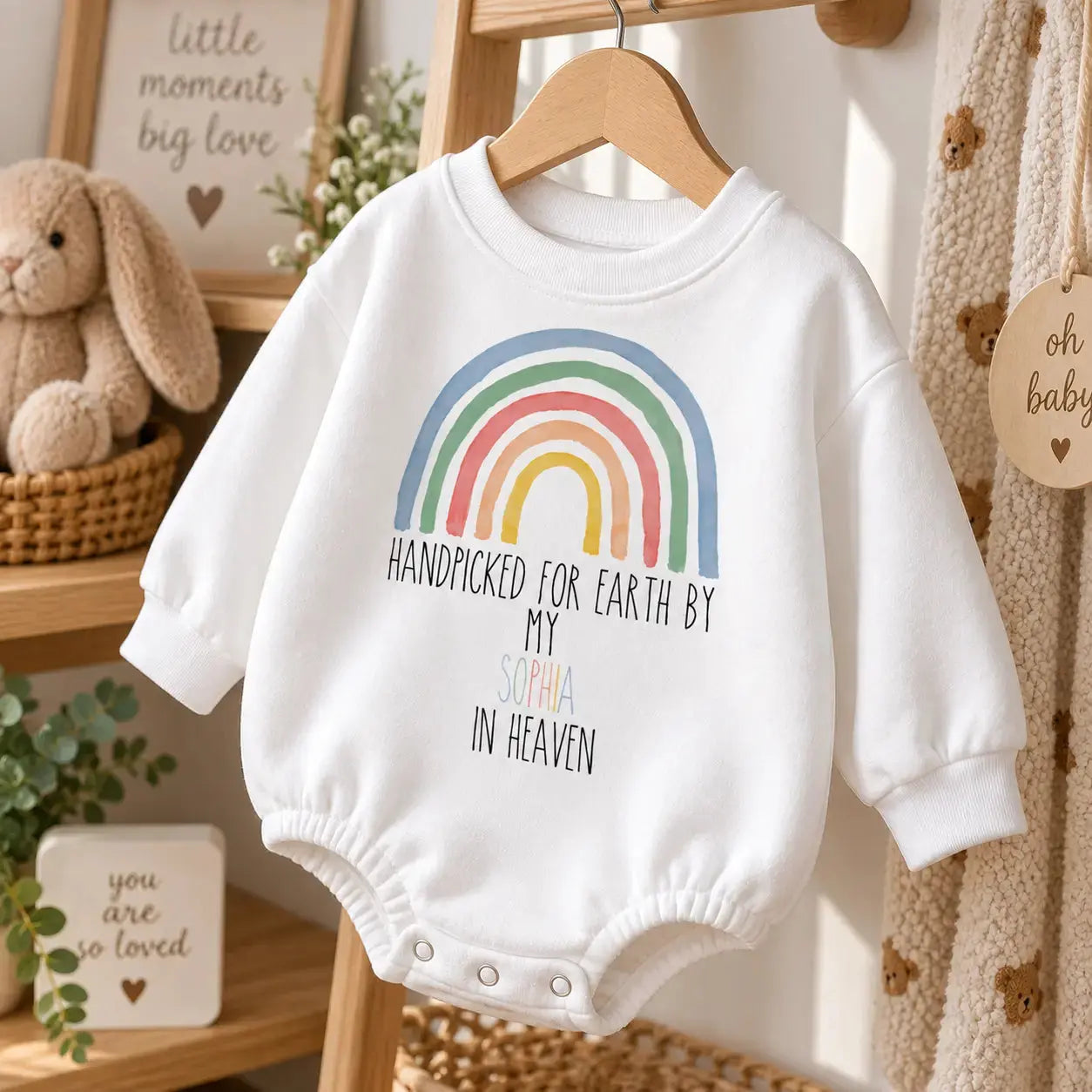 Custom Name Rainbow Graphic Baby Romper Sweatshirt Duconspace