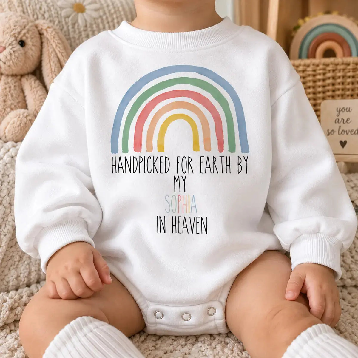 Custom Name Rainbow Graphic Baby Romper Sweatshirt Duconspace