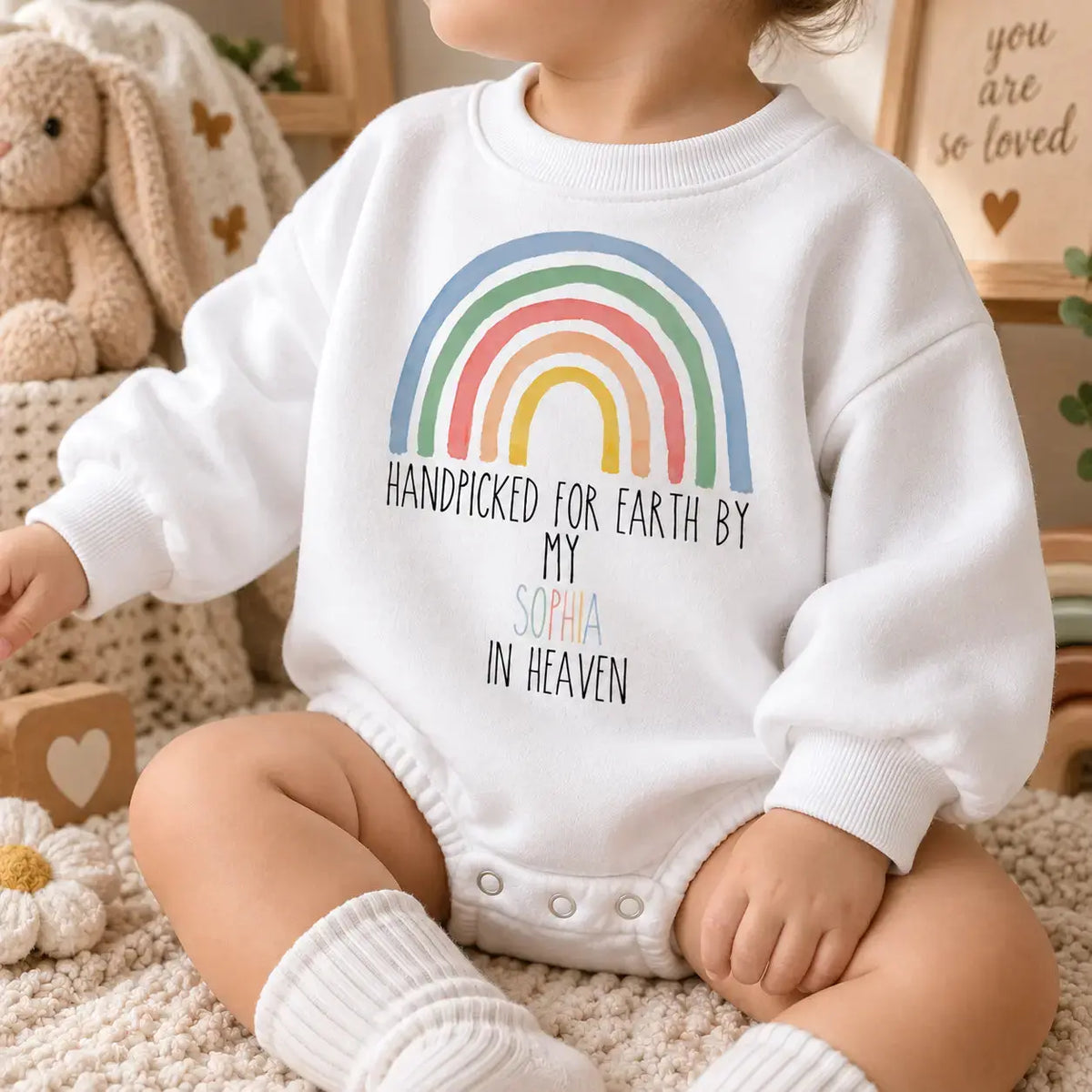 Custom Name Rainbow Graphic Baby Romper Sweatshirt Duconspace
