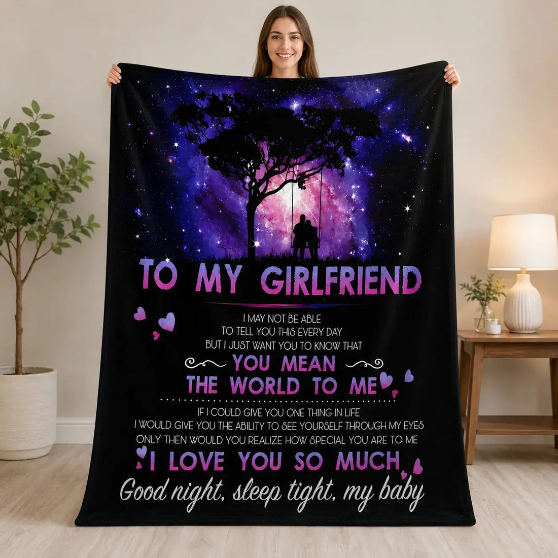 Custom Name & Photo Gift For Girlfriend Velvet Blanket Duconspace