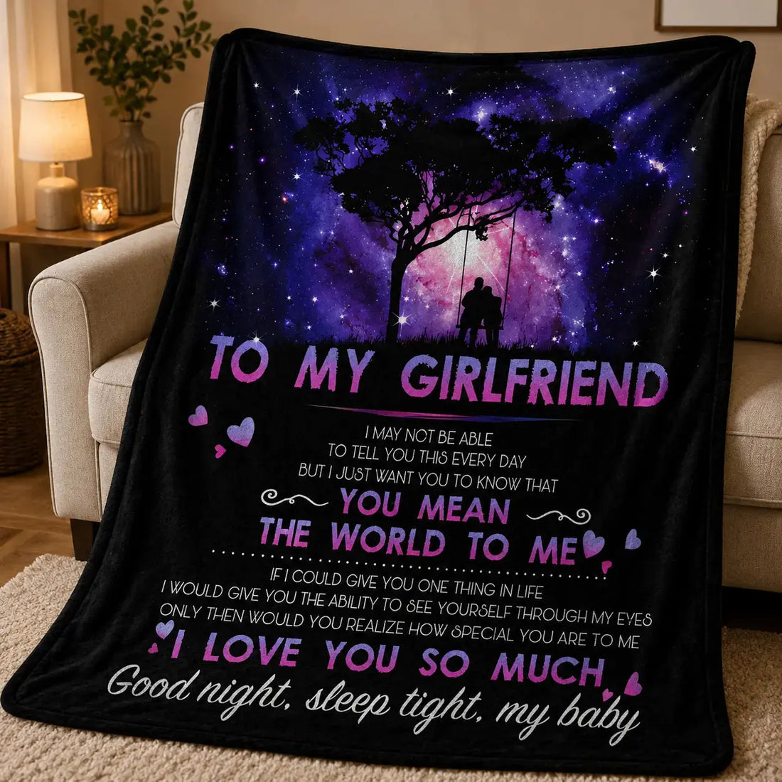 Custom Name & Photo Gift For Girlfriend Velvet Blanket Duconspace