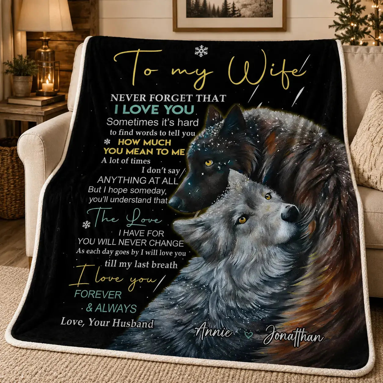 Custom Names & Photo Couple Velvet Blanket