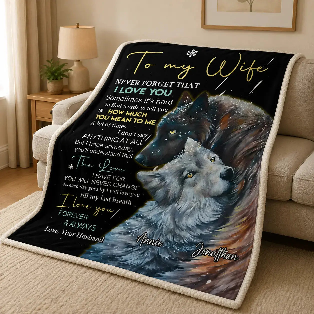 Custom Names & Photo Couple Velvet Blanket