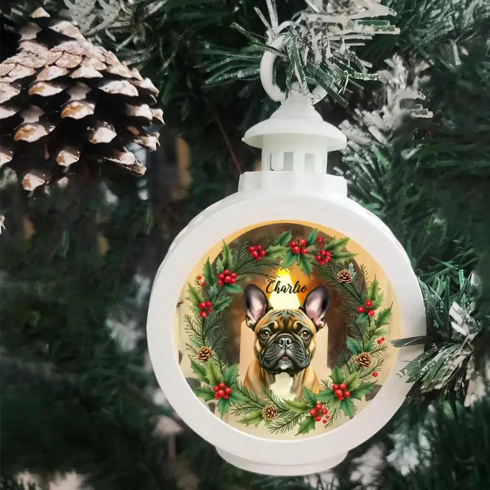 Custom Photo Festive Pup - Personalized Candlelight Lantern Ornament - Charming Christmas Gift for Pet Owners Ducon Space