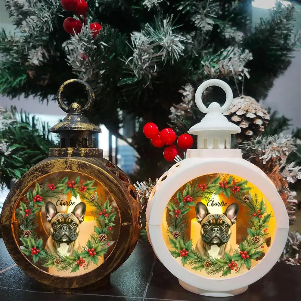 Custom Photo Festive Pup - Personalized Candlelight Lantern Ornament - Charming Christmas Gift for Pet Owners Ducon Space