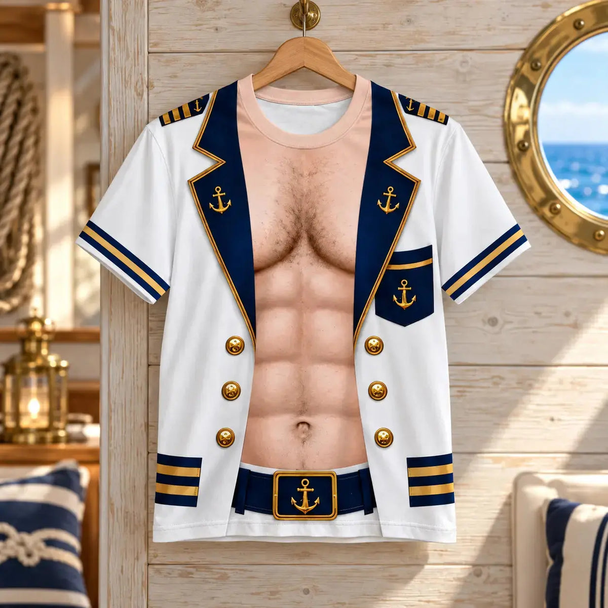 Custom Skin Tone & Jacket Color Captain Costume AOP T-shirt Duconspace