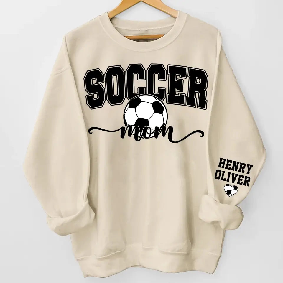 Custom Sports Mom Sweatshirt Hoodie – Personalized Soccer, Football, Basketball, Volleyball, Softball, or Baseball Shirt with Kid’s Name – Mother’s Day Gift