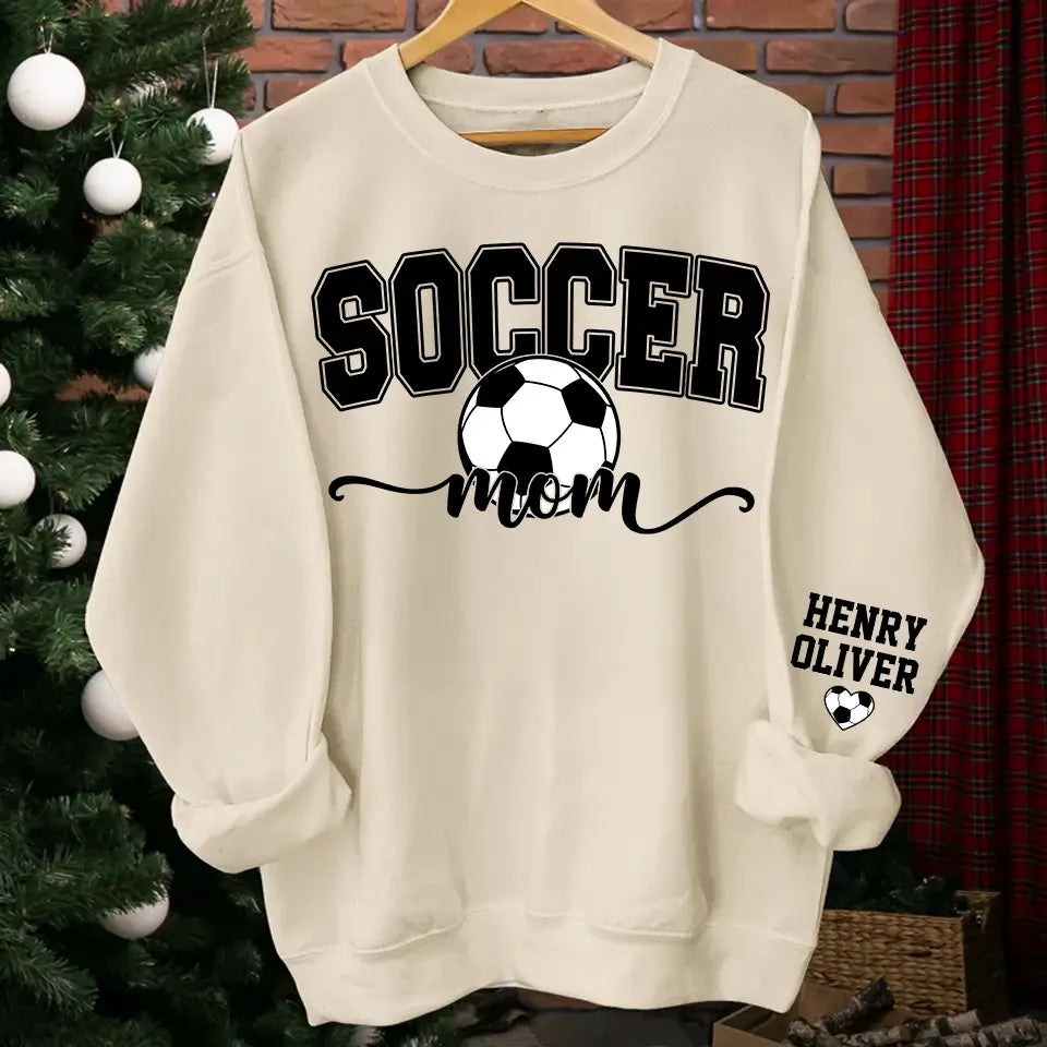 Custom Sports Mom Sweatshirt Hoodie – Personalized Soccer, Football, Basketball, Volleyball, Softball, or Baseball Shirt with Kid’s Name – Mother’s Day Gift