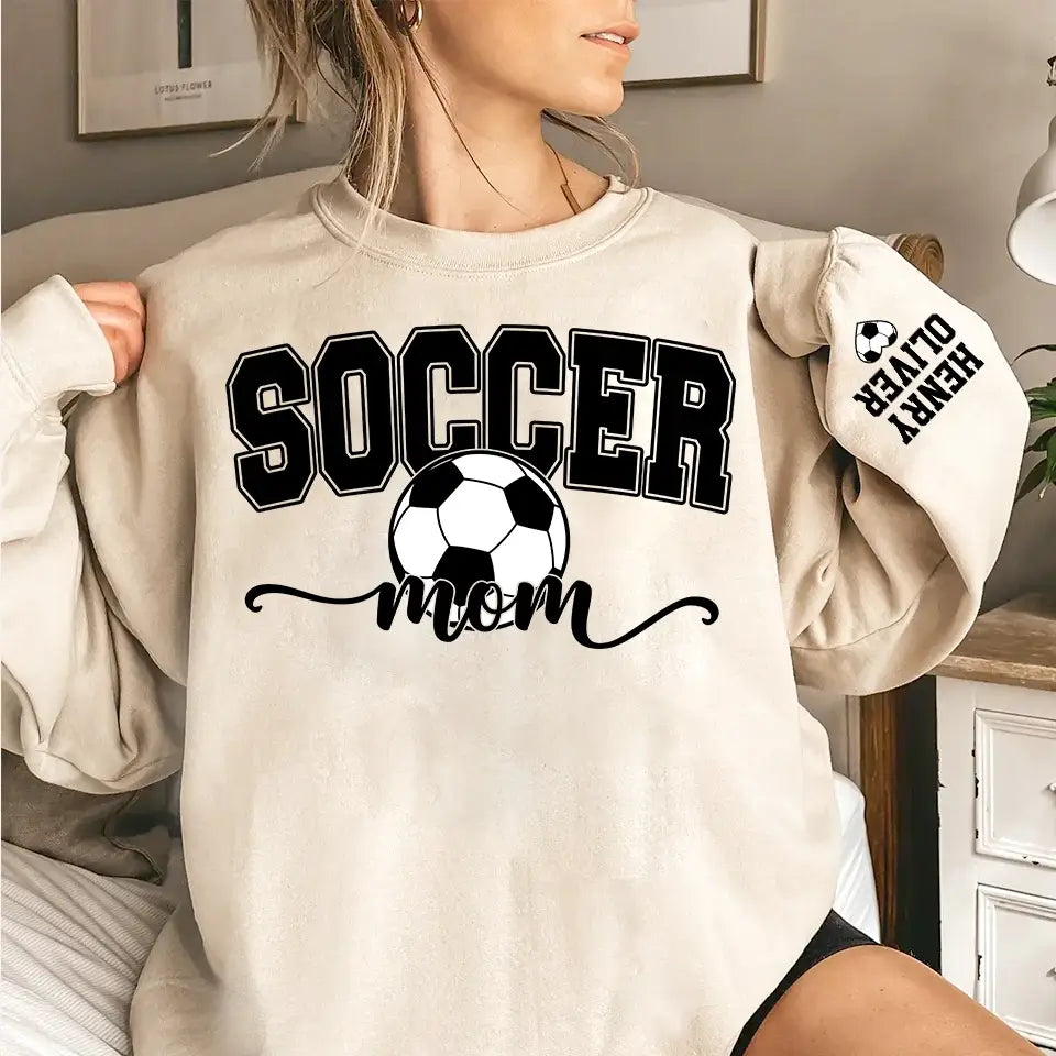 Custom Sports Mom Sweatshirt Hoodie – Personalized Soccer, Football, Basketball, Volleyball, Softball, or Baseball Shirt with Kid’s Name – Mother’s Day Gift
