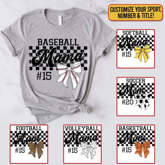 Custom Sports Shirt with Kid’s Name, Personalized Mother’s Day Gift for Soccer, Football, Basketball, Volleyball, Softball, or Baseball Moms