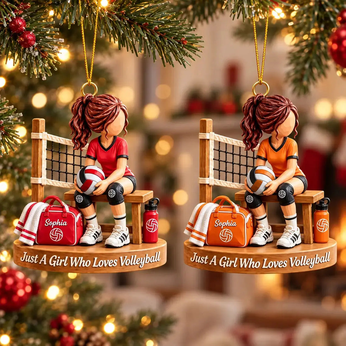 Custom Volleyball Player Christmas Wood Ornament Duconspace